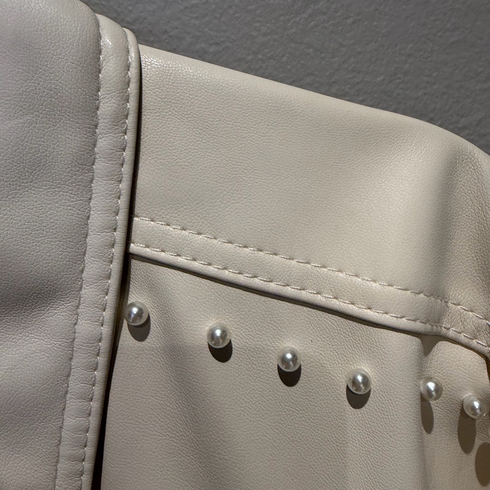 Aje Claire Pearl Cream Mini Leather Dress with Puff Sleeves - worn once! - Picture 7 of 7